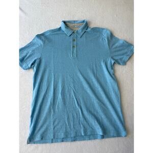 Tommy Bahama Linen Cotton Polo Men Size Large Soft Blue Golf Casual Collar Shirt